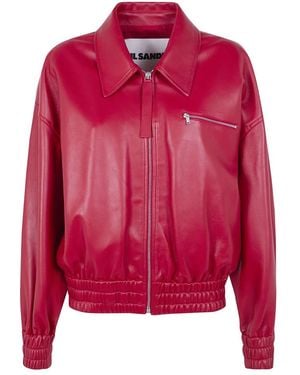 Jil Sander Leather Jassen - Rood