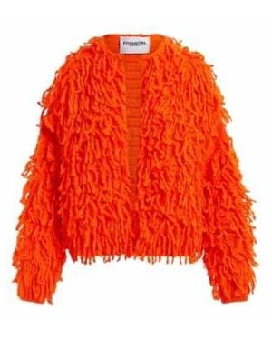 Essentiel Antwerp Oranger Fransiger Strickmantel - Rot