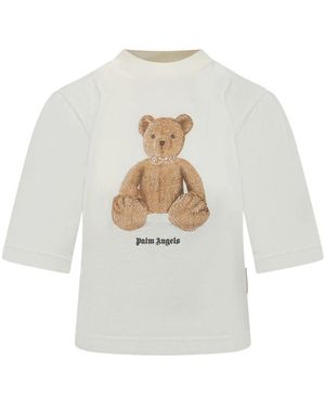 Palm Angels Tops ,Wit ,Katoen Bear Boxy T-Shirt