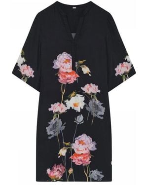 GUSTAV Madonna Knielanges Kleid Mit Blumenmuster - Schwarz
