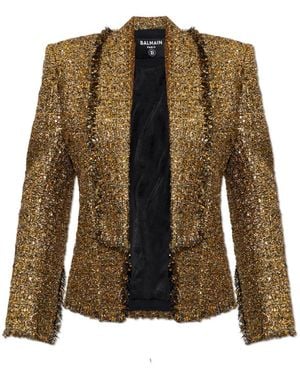 Balmain Glinsterende Tweed Blazer - Groen