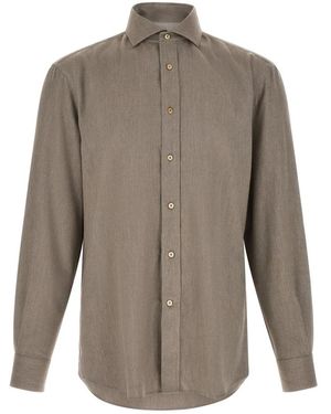 Brunello Cucinelli Micro Visgraat Shirt - Grijs