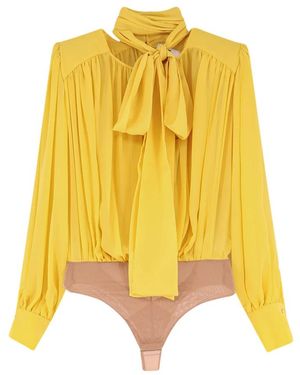 Elisabetta Franchi Tops ,Geel ,Bodysuit Met Ronde Hals