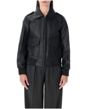 Sessun Miley Leather Bomber - Schwarz