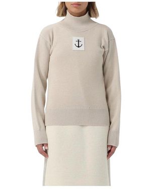 Jil Sander Bestickter Strickpullover Natürlicher Stil - Natur