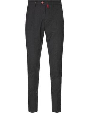 Kiton Graue Woll Elastan Hose - Schwarz