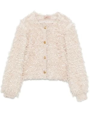 Twinset Truien & Vesten ,Gebreide Cardigan Met Bijpassend Topje - Naturel
