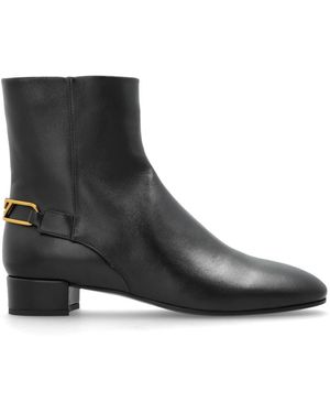 Emporio Armani Leder Knöchelstiefel Mit Absätzen - Schwarz