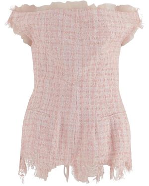 MATIERES FECALES Kleedjes ,Roze ,Katoen Off-Shoulder Fringed-Hem Top
