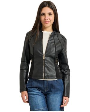 Yes-Zee Jassen ,Zwart ,Leer Faux Leren Jas