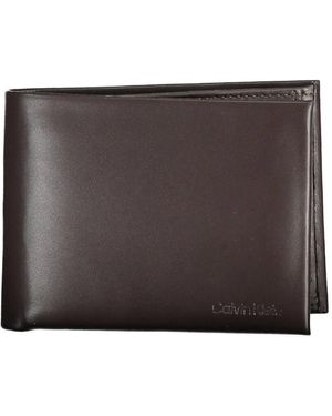 Calvin Klein Portafoglio di lusso in pelle marrone con due scomparti - Nero