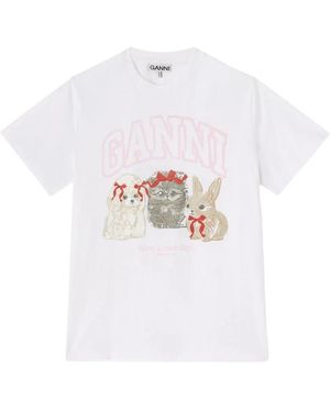 Ganni T-Shirts - Wit