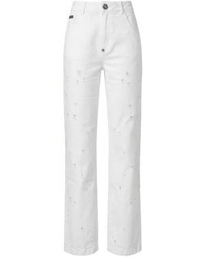 Philipp Plein Jeans ,Wit ,Katoen Jeans Straight Cut