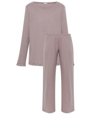 Hanro Pilar Pyjama Met Lange Mouwen - Paars