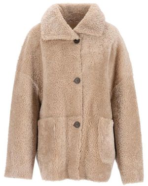 Arma Isabella Reversible Leather Coat - Naturel
