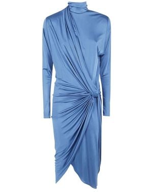 Balmain Gekreiste Vloeiende Jersey Jurk - Blauw