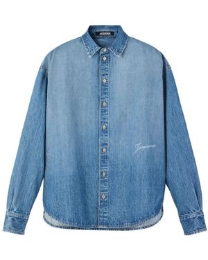Jacquemus Denim Overhemd Met Geborduurd Logo - Blauw