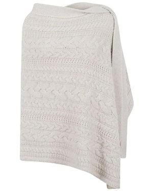 Ermanno Scervino Pure Cashmere Cable-Knit Poncho - Grijs