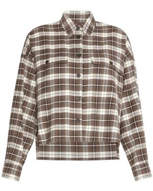 Weekend by Maxmara Overhemden ,Veelkleurig ,Katoen Rechtvallend Flanellen Geruite Blouse - Grijs