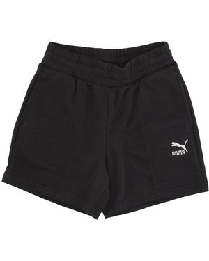 PUMA Korte Broeken ,Zwart ,Katoen Zwarte Pintuck Shorts Lichtgewicht Tracksuit Shorts