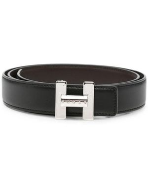 Hogan Accessoires ,Zwart ,Leer Gladde-Nerf Lederen Riem
