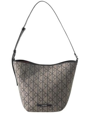 Calvin Klein Emblem Jacquard Bucket Bag - Grijs