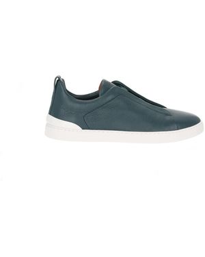 ZEGNA Sneakers in pelle verdi triple stitch - Blu