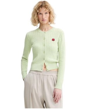 KENZO Boke Flower Zopfmuster-Strickjacke - Grün