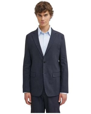Theory Unstrukturierter Anzug-Blazer Aus Stretch-Leinen - Blau