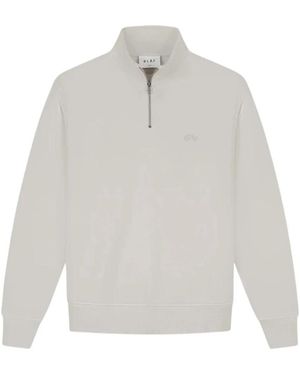 OLAF HUSSEIN Hoodies & Sweatvesten ,Grijs ,Katoen Signature Zip Mock - Wit