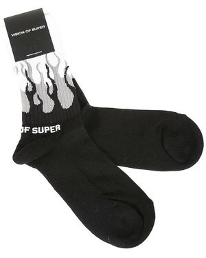 Vision Of Super Doppel Flamme Socken - Schwarz