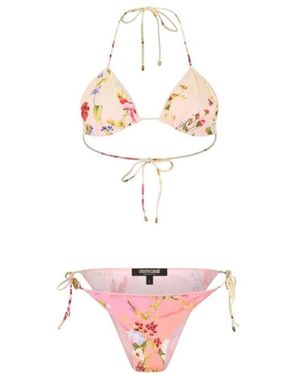 Roberto Cavalli Badmode ,Veelkleurig ,Miami Flowers Print Top Bikini - Roze