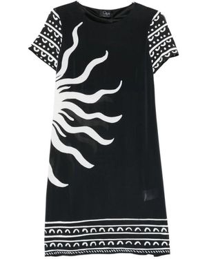 Clips Kleid Mit Grafikprint Und Kurzen Ärmeln - Schwarz