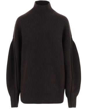 Carven Rippstrick-Kaschmirpullover Mit Hohem Kragen - Schwarz