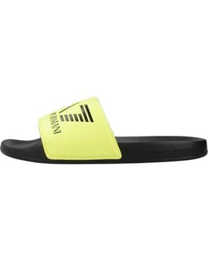 EA7 Schoenen ,Geel ,Slides Met Oversized Logo