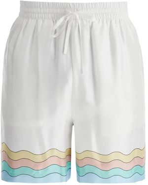 CASABLANCA Embroidered Wave Logo Shorts - Weiß
