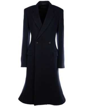Balenciaga Jassen ,Blauw ,Wol Godet Midi Jas - Zwart