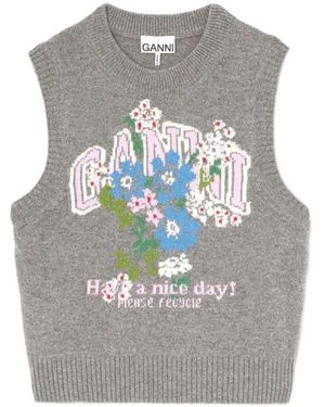 Ganni Round-Neck Knitwear - Gris