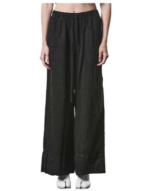 Thom Krom Broeken ,Zwart ,Linnen W P 18 Wide-Leg Broek