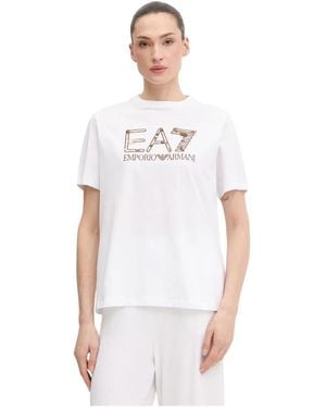EA7 Tops ,Wit ,Katoen Logo T-Shirt
