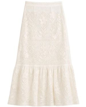 Antik Batik Rokken ,Katoen Carioca Maxi Rok - Wit