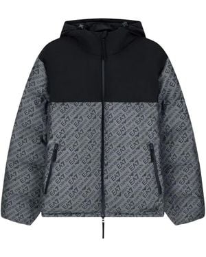 EA7 Gewatteerd Jack Met Capuchon En Logoprint - Zwart