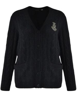 Ralph Lauren 200B27529 001 Klassischer V-Ausschnitt-Strickjacke - Schwarz
