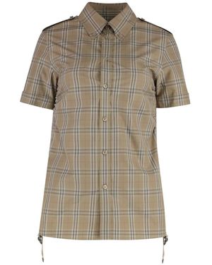 Burberry Katoenen Overhemd Met Knoopkraag - Grijs