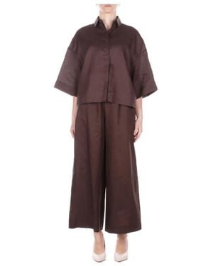 Max Mara Overhemden ,Bruin ,Linnen Linnen Broeken