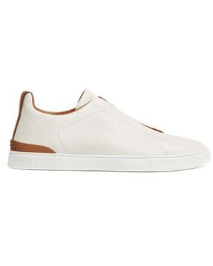 ZEGNA Off- Hirschleder Triple Stitch Sneakers - Weiß
