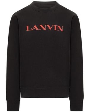 Lanvin Hoodies & Sweatvesten ,Zwart ,Katoen Geborduurde Katoenen Sweatshirt