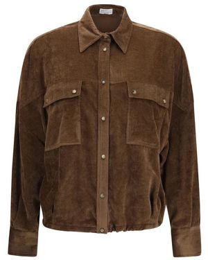 Brunello Cucinelli Jassen ,Bruin ,Kasjmier Corduroy Overhemd