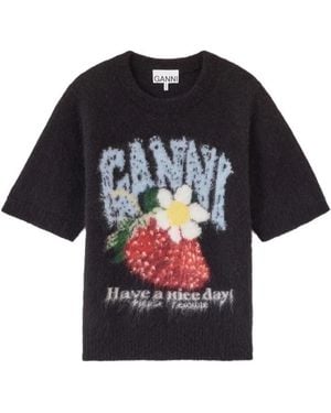 Ganni Round-Neck Knitwear - Noir