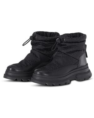 HUGO Lederstiefel Mit Monogrammmuster - Schwarz